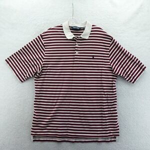 Polo Golf Ralph Lauren Polo Mens Large Striped Maroon White Pima Cotton Shirt